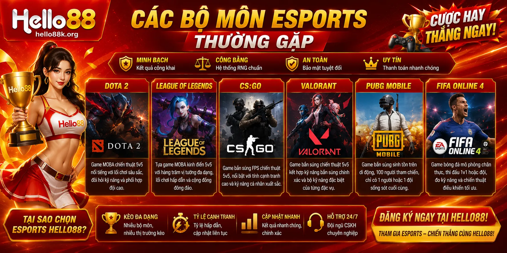 Các bộ môn esports thường gặp