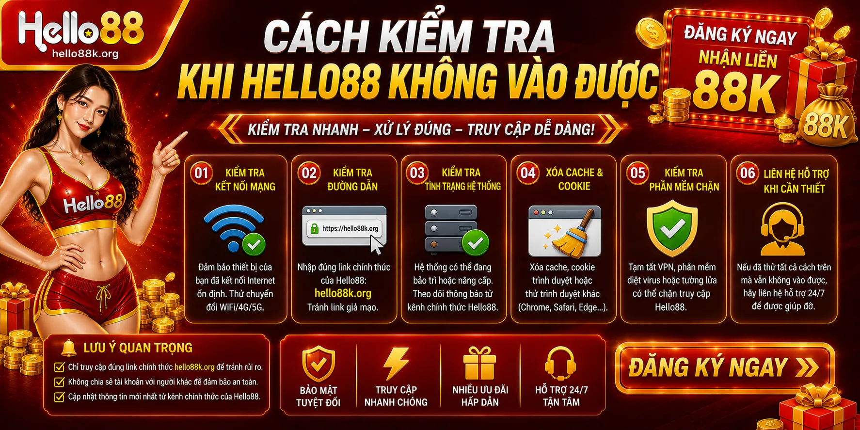 Cách kiểm tra khi Hello88 không vào được