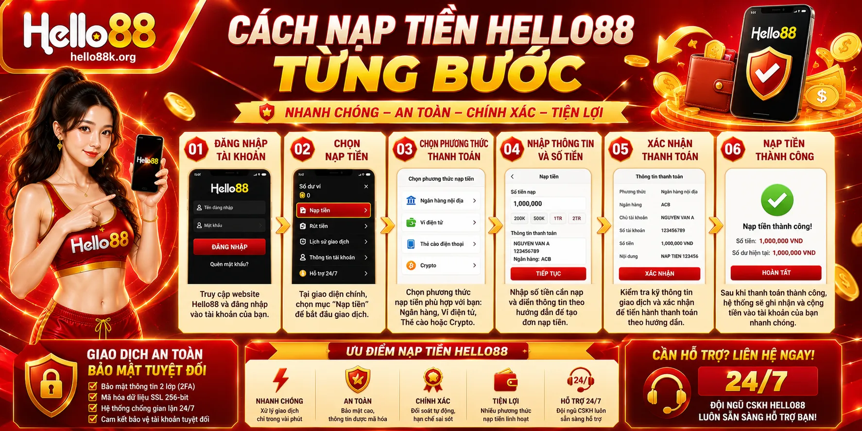 Cách nạp tiền Hello88 từng bước