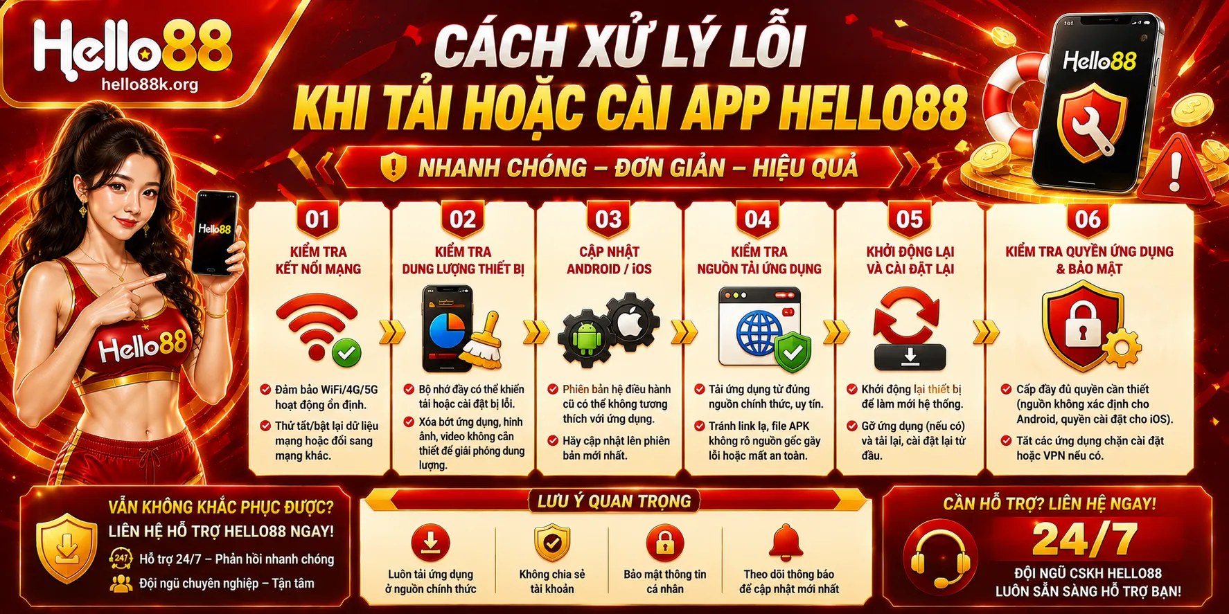 Cách xử lý lỗi khi tải hoặc cài app Hello88