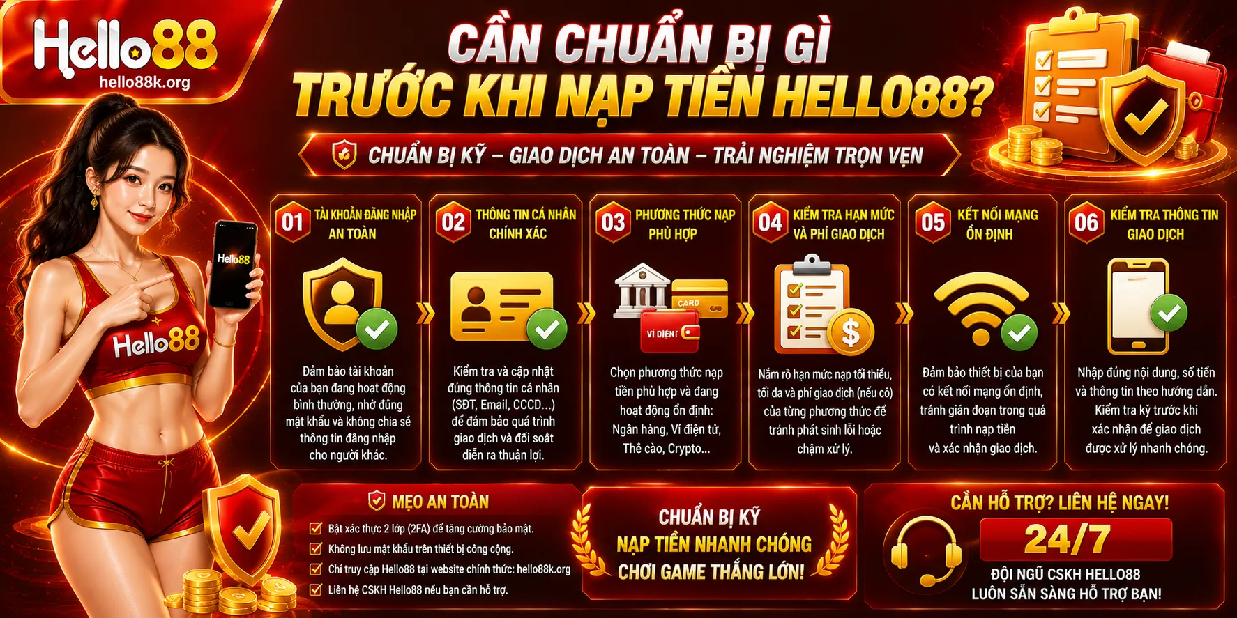 Cần chuẩn bị gì trước khi nạp tiền Hello88?