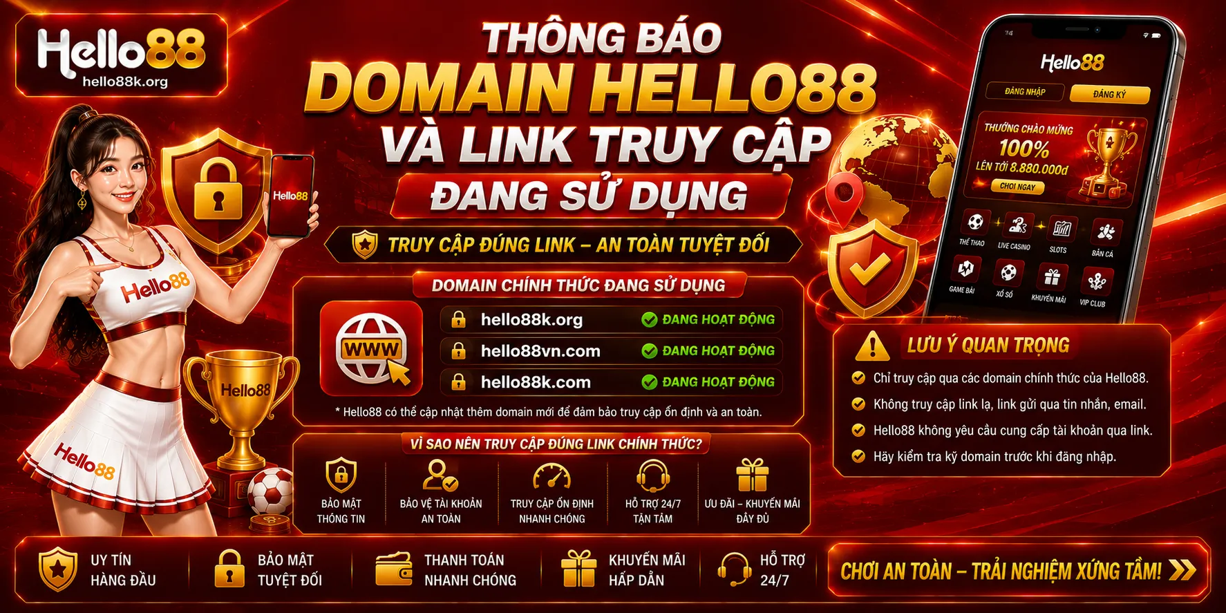 Thông Báo Domain Hello88 Và Link Truy Cập Đang Sử Dụng