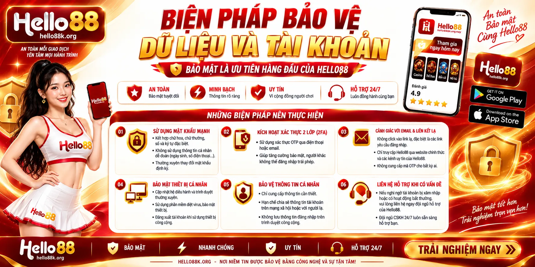 Biện pháp bảo vệ dữ liệu và tài khoản