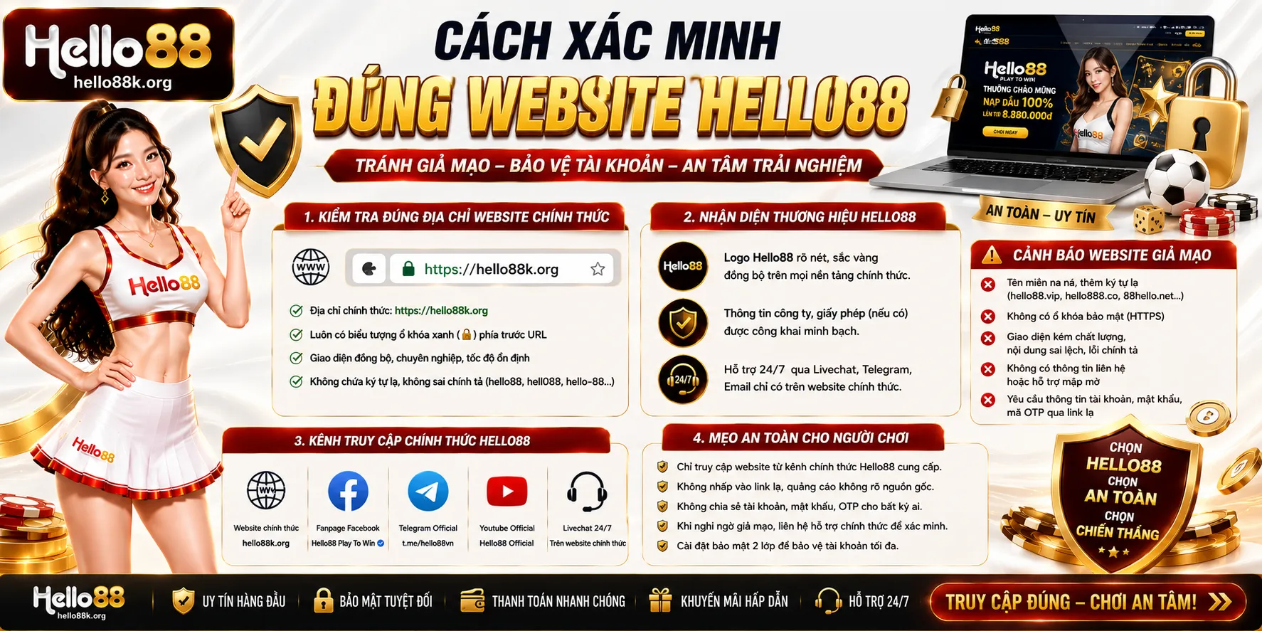 Cách xác minh đúng website Hello88