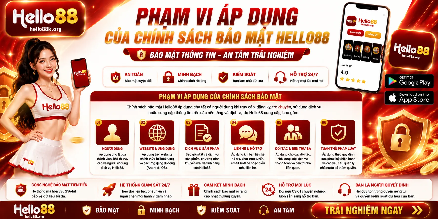 Phạm vi áp dụng của chính sách bảo mật Hello88