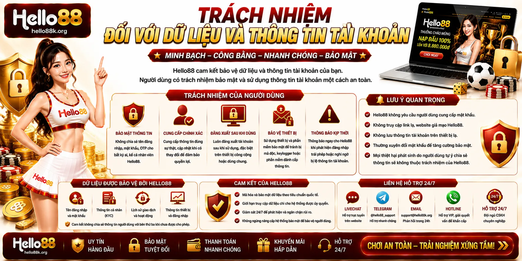 Trách nhiệm đối với dữ liệu và thông tin tài khoản